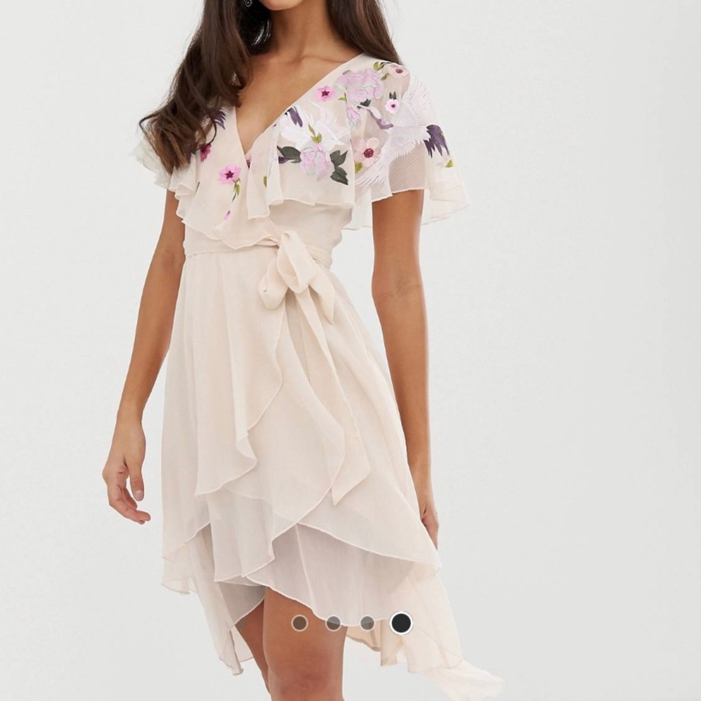 ASOS design chiffon midi dress with embroidery